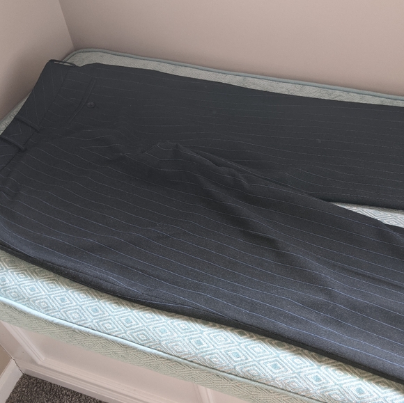 Ann Taylor Dark Gray w/ Blue Pinstripe Dress Pants - Picture 8 of 14